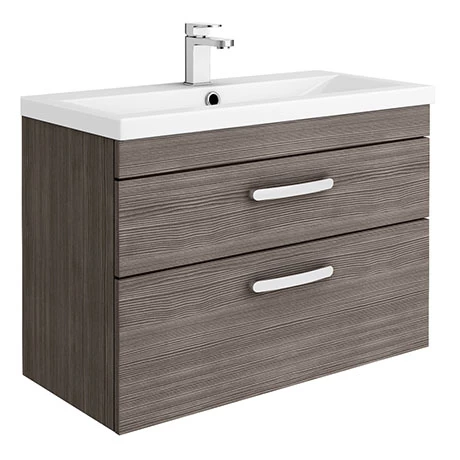 Brooklyn 800mm Grey Avola 2 Drawer Wall Hung Vanity Unit 3 Brooklyn 800mm Grey Avola 2 Drawer Wall Hung Vanity Unit