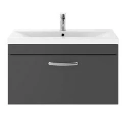 Brooklyn 800mm Gloss Grey 1 Drawer Wall Hung Vanity Unit -Wall Hung Vanity Units Shop BWH8GG d2 460