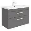 Brooklyn 800mm Gloss Grey 2 Drawer Wall Hung Vanity Unit -Wall Hung Vanity Units Shop BWH8GRY2D n p