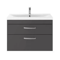 Brooklyn 800mm Gloss Grey 2 Drawer Wall Hung Vanity Unit -Wall Hung Vanity Units Shop BWH8GRY2D d3 460