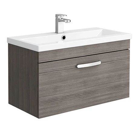 Brooklyn Grey Avola 800mm Wall Hung Vanity Unit - Single Drawer 3 Brooklyn Grey Avola 800mm Wall Hung Vanity Unit - Single Drawer