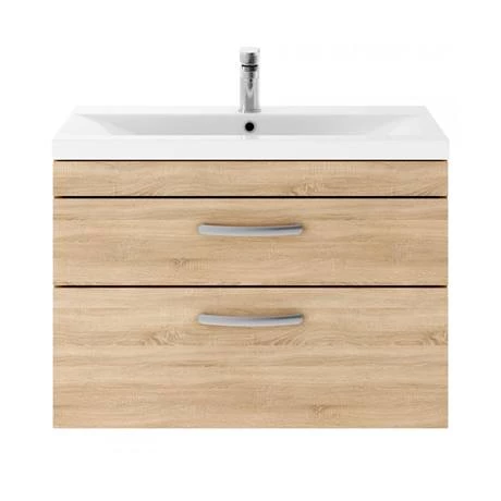 Brooklyn 800mm Natural Oak 2 Drawer Wall Hung Vanity Unit 5 Brooklyn 800mm Natural Oak 2 Drawer Wall Hung Vanity Unit - Image 3