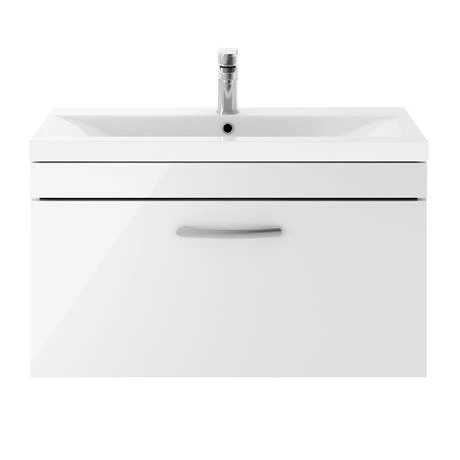 Brooklyn 800mm White Gloss Wall Hung Vanity Unit - Single Drawer 6 Brooklyn 800mm White Gloss Wall Hung Vanity Unit - Single Drawer - Image 4