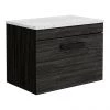 Brooklyn Wall Hung Countertop Vanity - Black - 600mm with White Worktop & Matt Black Handle