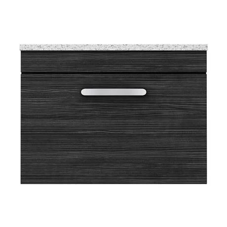 Brooklyn Wall Hung Countertop Vanity Unit - Black - 600mm with White Worktop & Chrome Handle 7 Brooklyn Wall Hung Countertop Vanity Unit - Black - 600mm with White Worktop & Chrome Handle - Image 5
