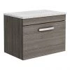Brooklyn Wall Hung Countertop Vanity Unit - Grey Avola - 600mm with White Worktop & Chrome Handle -Wall Hung Vanity Units Shop BWHG6WW p