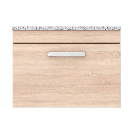 Brooklyn Wall Hung Countertop Vanity Unit - Natural Oak - 600mm with White Worktop & Chrome Handle 6 Brooklyn Wall Hung Countertop Vanity Unit - Natural Oak - 600mm with White Worktop & Chrome Handle - Image 4