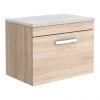 Brooklyn Wall Hung Countertop Vanity Unit - Natural Oak - 600mm with White Worktop & Chrome Handle -Wall Hung Vanity Units Shop BWHN6WW p