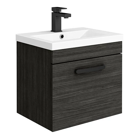 Brooklyn Wall Hung Vanity - Black - 500mm Wide 1-Drawer inc. Matt Black Handle 3 Brooklyn Wall Hung Vanity - Black - 500mm Wide 1-Drawer inc. Matt Black Handle