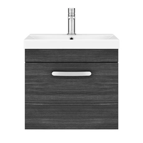 Brooklyn 500 Black Wall Hung 1-Drawer Vanity Unit with Thin-Edge Basin 8 Brooklyn 500 Black Wall Hung 1-Drawer Vanity Unit with Thin-Edge Basin - Image 6