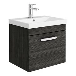 Brooklyn 500 Black Wall Hung 1-Drawer Vanity Unit with Thin-Edge Basin