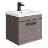 Brooklyn Wall Hung Vanity - Grey Avola - 500mm Wide 1-Drawer inc. Matt Black Handle 1 Brooklyn Wall Hung Vanity - Grey Avola - 500mm Wide 1-Drawer inc. Matt Black Handle -Wall Hung Vanity Units Shop BWHSD5GAMB p