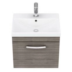 Brooklyn 500 Grey Avola Wall Hung 1-Drawer Vanity Unit with Thin-Edge Basin -Wall Hung Vanity Units Shop BWHSD5GATE n d3 460
