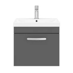 Brooklyn 500 Gloss Grey Wall Hung 1-Drawer Vanity Unit with Thin-Edge Basin -Wall Hung Vanity Units Shop BWHSD5GGTE d5 460