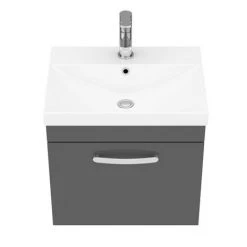 Brooklyn 500 Gloss Grey Wall Hung 1-Drawer Vanity Unit with Thin-Edge Basin -Wall Hung Vanity Units Shop BWHSD5GGTE d6 460