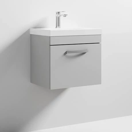Brooklyn 500 Grey Mist Wall Hung 1-Drawer Vanity Unit with Thin-Edge Basin 5 Brooklyn 500 Grey Mist Wall Hung 1-Drawer Vanity Unit with Thin-Edge Basin - Image 3