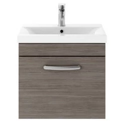 Brooklyn 500mm Grey Avola Wall Hung Vanity Unit - Single Drawer -Wall Hung Vanity Units Shop BWHSD5GRY d2 460