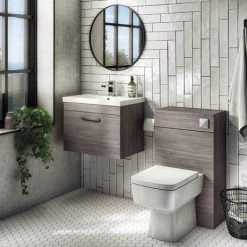 Brooklyn 500mm Grey Avola Wall Hung Vanity Unit - Single Drawer -Wall Hung Vanity Units Shop BWHSD5GRY n d4 460