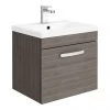 Brooklyn 500mm Grey Avola Wall Hung Vanity Unit - Single Drawer