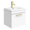 Brooklyn 500mm Gloss White Wall Hung 1-Drawer Vanity Unit with Brushed Brass Handle 1 Brooklyn 500mm Gloss White Wall Hung 1-Drawer Vanity Unit with Brushed Brass Handle -Wall Hung Vanity Units Shop BWHSD5WHT BB prod1