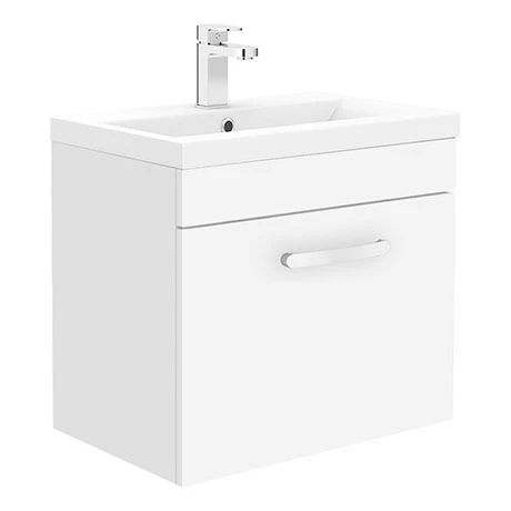 Brooklyn 500mm Gloss White Wall Hung 1-Drawer Vanity Unit 3 Brooklyn 500mm Gloss White Wall Hung 1-Drawer Vanity Unit