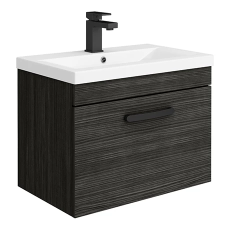 Brooklyn Wall Hung Vanity - Black - 600mm Wide 1-Drawer inc. Matt Black Handle 3 Brooklyn Wall Hung Vanity - Black - 600mm Wide 1-Drawer inc. Matt Black Handle
