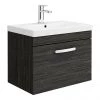 Brooklyn 600 Black Wall Hung 1-Drawer Vanity Unit with Thin-Edge Basin -Wall Hung Vanity Units Shop BWHSD6BLKTE P