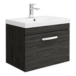 Brooklyn 600 Black Wall Hung 1-Drawer Vanity Unit with Thin-Edge Basin