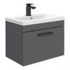 Brooklyn Wall Hung Vanity - Gloss Grey - 600mm Wide 1-Drawer inc. Matt Black Handle 2 Brooklyn Wall Hung Vanity - Gloss Grey - 600mm Wide 1-Drawer inc. Matt Black Handle -Wall Hung Vanity Units Shop BWHSD6GG MB p