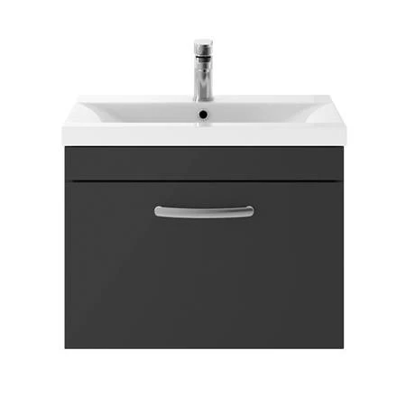 Brooklyn 600mm Gloss Grey Wall Hung 1 Drawer Vanity Unit 5 Brooklyn 600mm Gloss Grey Wall Hung 1 Drawer Vanity Unit - Image 3