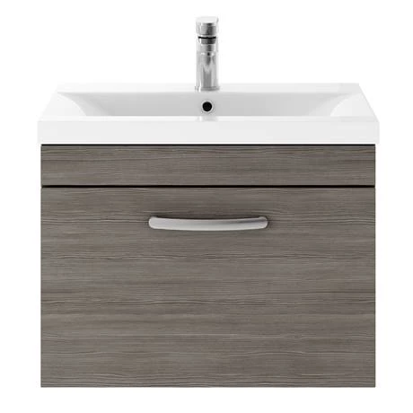Brooklyn 600mm Grey Avola Wall Hung Vanity Unit - Single Drawer 6 Brooklyn 600mm Grey Avola Wall Hung Vanity Unit - Single Drawer - Image 4