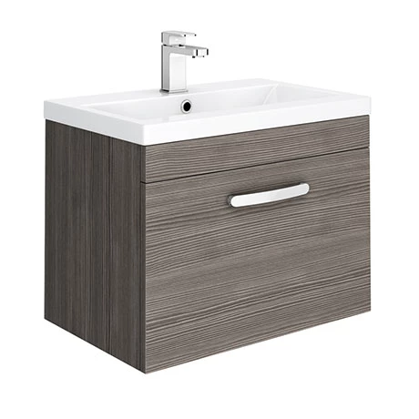 Brooklyn 600mm Grey Avola Wall Hung Vanity Unit - Single Drawer 3 Brooklyn 600mm Grey Avola Wall Hung Vanity Unit - Single Drawer