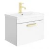 Brooklyn 600mm Gloss White Wall Hung 1-Drawer Vanity Unit with Brushed Brass Handle 2 Brooklyn 600mm Gloss White Wall Hung 1-Drawer Vanity Unit with Brushed Brass Handle -Wall Hung Vanity Units Shop BWHSD6WHT BB prod