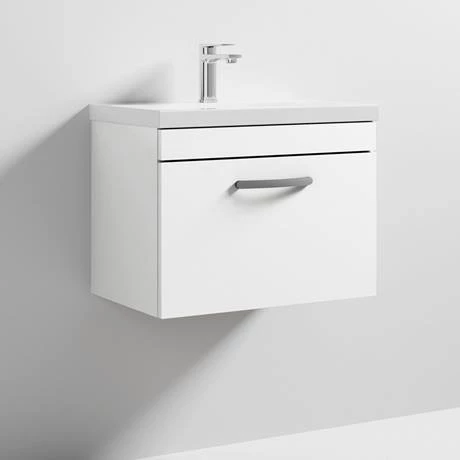 Brooklyn 600 Gloss White Wall Hung 1-Drawer Vanity Unit with Thin-Edge Basin 5 Brooklyn 600 Gloss White Wall Hung 1-Drawer Vanity Unit with Thin-Edge Basin - Image 3