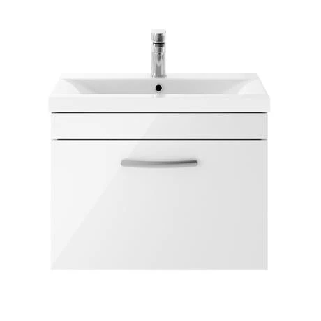 Brooklyn 600mm White Gloss Wall Hung Vanity Unit - Single Drawer 5 Brooklyn 600mm White Gloss Wall Hung Vanity Unit - Single Drawer - Image 3