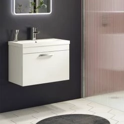 Brooklyn 600mm White Gloss Wall Hung Vanity Unit - Single Drawer 10 Brooklyn 600mm White Gloss Wall Hung Vanity Unit - Single Drawer -Wall Hung Vanity Units Shop BWHSD6WHT d4 460