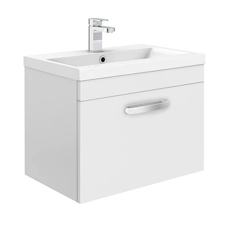Brooklyn 600mm White Gloss Wall Hung Vanity Unit - Single Drawer 3 Brooklyn 600mm White Gloss Wall Hung Vanity Unit - Single Drawer