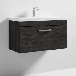 Brooklyn 800 Black Wall Hung 1-Drawer Vanity Unit with Thin-Edge Basin 10 Brooklyn 800 Black Wall Hung 1-Drawer Vanity Unit with Thin-Edge Basin -Wall Hung Vanity Units Shop BWHSD8BLKTE D3 460