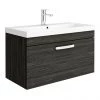 Brooklyn 800 Black Wall Hung 1-Drawer Vanity Unit with Thin-Edge Basin -Wall Hung Vanity Units Shop BWHSD8BLKTE NP