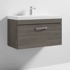 Brooklyn 800 Grey Avola Wall Hung 1-Drawer Vanity Unit with Thin-Edge Basin -Wall Hung Vanity Units Shop BWHSD8GATE ND3 460