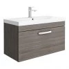 Brooklyn 800 Grey Avola Wall Hung 1-Drawer Vanity Unit with Thin-Edge Basin -Wall Hung Vanity Units Shop BWHSD8GATE NP