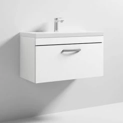 Brooklyn 800 Gloss White Wall Hung 1-Drawer Vanity Unit with Thin-Edge Basin -Wall Hung Vanity Units Shop BWHSD8WHTTE d2 460