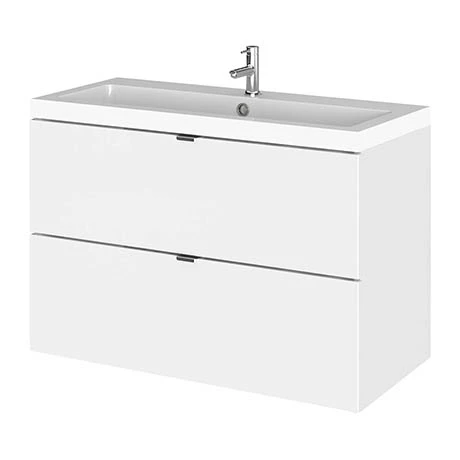 Hudson Reed Fusion 800mm Gloss White Full Depth Wall Hung 2-Drawer Unit & Basin 3 Hudson Reed Fusion 800mm Gloss White Full Depth Wall Hung 2-Drawer Unit & Basin