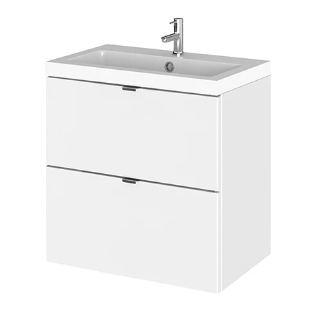 Hudson Reed Fusion 500mm Gloss White Full Depth Wall Hung 2-Drawer Unit & Basin 3 Hudson Reed Fusion 500mm Gloss White Full Depth Wall Hung 2-Drawer Unit & Basin