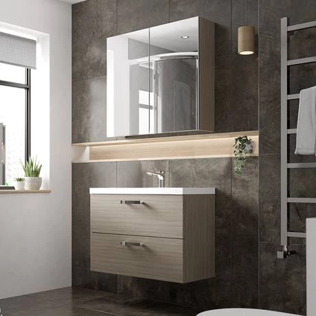 Hudson Reed Fusion 800mm Driftwood Full Depth Wall Hung 2-Drawer Unit & Basin 4 Hudson Reed Fusion 800mm Driftwood Full Depth Wall Hung 2-Drawer Unit & Basin - Image 2