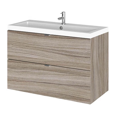 Hudson Reed Fusion 800mm Driftwood Full Depth Wall Hung 2-Drawer Unit & Basin 3 Hudson Reed Fusion 800mm Driftwood Full Depth Wall Hung 2-Drawer Unit & Basin