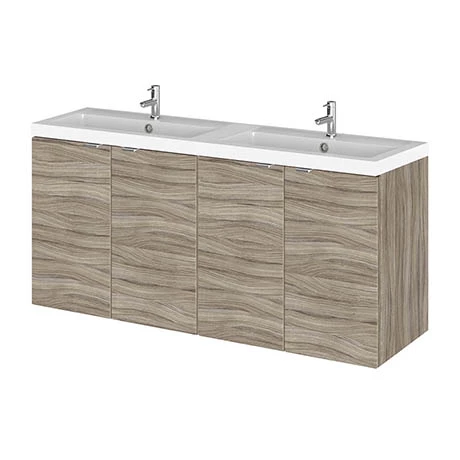 Hudson Reed 1200mm Driftwood Full Depth Wall Hung Unit & Double Basin 3 Hudson Reed 1200mm Driftwood Full Depth Wall Hung Unit & Double Basin