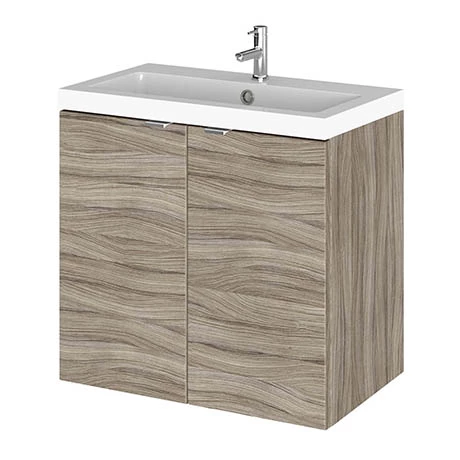 Hudson Reed 600mm Driftwood Full Depth Wall Hung 2-Door Unit & Basin 3 Hudson Reed 600mm Driftwood Full Depth Wall Hung 2-Door Unit & Basin