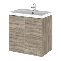 Hudson Reed Fusion 500mm Driftwood Full Depth Wall Hung 2-Door Unit & Basin
