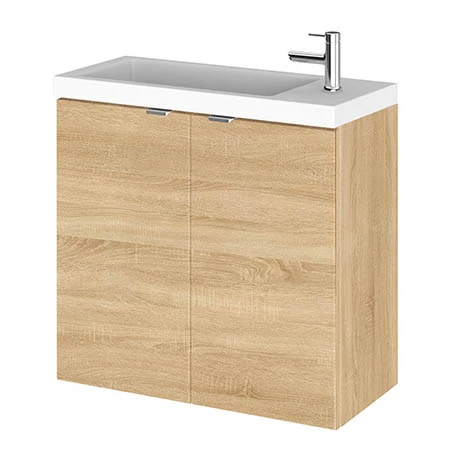 Hudson Reed 600mm Natural Oak Wall Hung Compact Unit & Basin 3 Hudson Reed 600mm Natural Oak Wall Hung Compact Unit & Basin